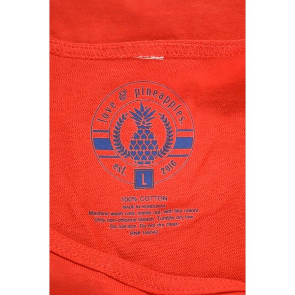 Love & Pineapples USA All Day Red Tank Top Size L 100% Cotton - Picture 3 of 5